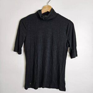 Lauren Ralph Lauren Shirt Womens S Black Turtleneck Viscose Minimalist Neutral